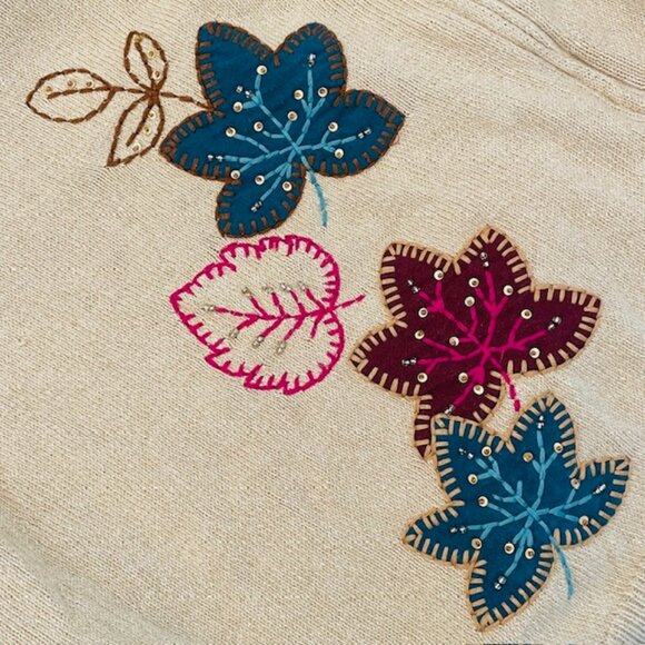 Alfred Dunner Full Zip Cardigan Sz 3X Embroidered Leaves Sequins Beaded Autumn - Picture 7 of 7